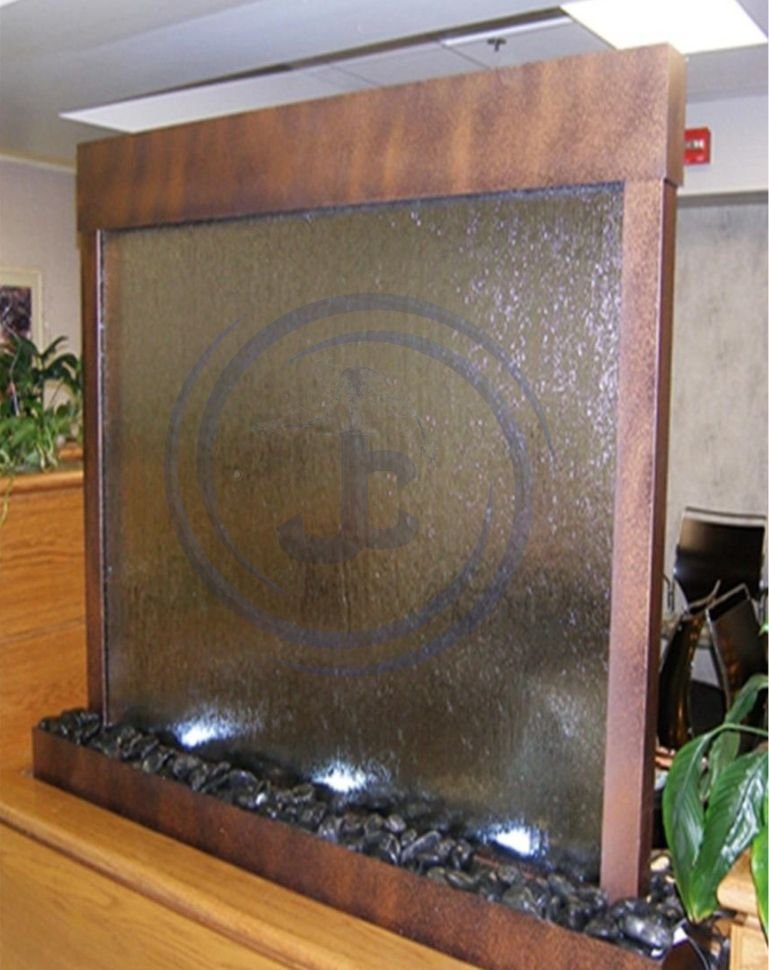 Glass Fountain with Wooden Frame