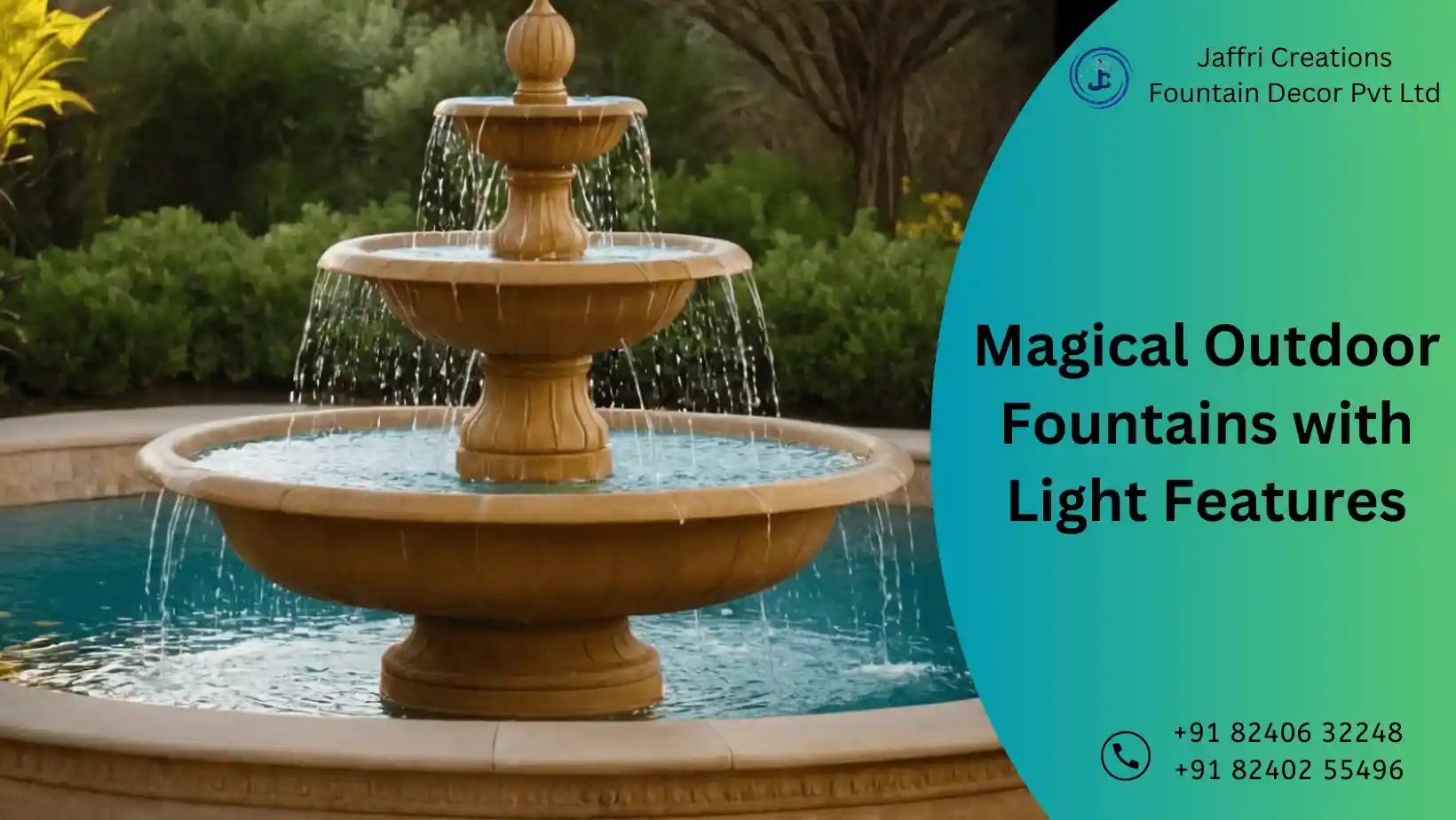 outdoor fountain with lights